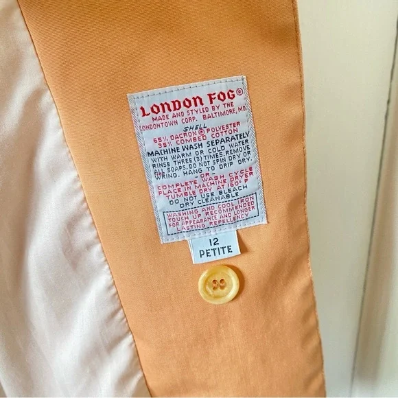 LONDON FOG Vintage Coral Trench Coat Women's Size 12 Petite Missing Belt - Picture 7 of 12